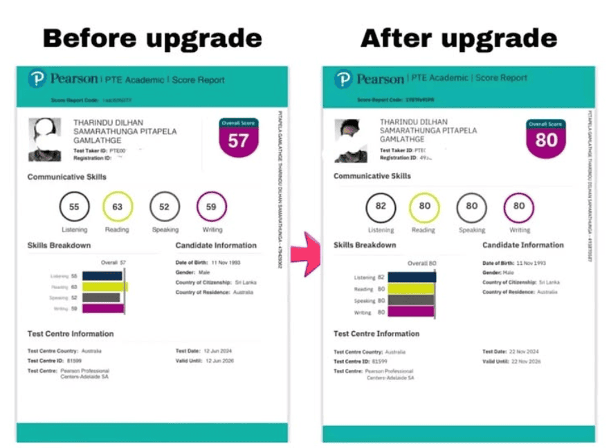 upgrade PTE score